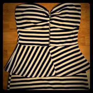 Navy and white striped dress